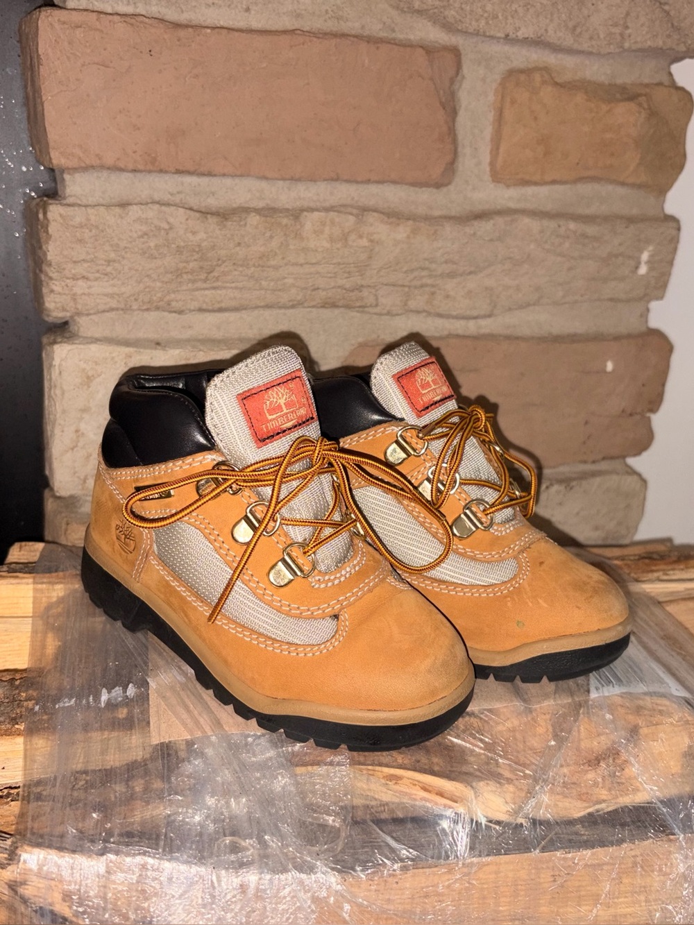 Kids timberland Tan Hiking Boots with Lace-Up Support